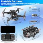 Drone With 4K HD Dual Camera,RC Quadcopter with 2 Batteries,Altitude Hold, One Key Take Off/Landing,Gesture Selfie,Waypoint Fly,Headless Mode,3D Flip,3 Speeds Modes,Drones Gift for Beginners. (Black)