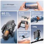 4K GPS Drones with Camera for Adults, 4.5" LCD FPV Screen, 3-Axis Gimbal, 60 Min Flight 2 Batteries, Foldable RC Quadcopter Under 249g, Auto Return Home, Follow Me, Circle Fly, Carrying Case