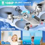 Drone with1080P Camera for Beginners, Foldable Drone with 2 Batteries, Upgrade Altitude Hold, Gesture Selfie, Waypoint Fly, 3D Flip, 3 Speed Mode, Circle Fly, One Key Start