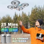 Drone with1080P Camera for Beginners, Foldable Drone with 2 Batteries, Upgrade Altitude Hold, Gesture Selfie, Waypoint Fly, 3D Flip, 3 Speed Mode, Circle Fly, One Key Start