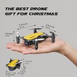 SIMREX X300C Mini Drone with Camera 720P HD FPV, RC Quadcopter Foldable Drone With Altitude Hold, 3D Flip, Headless Mode, Gravity Control and 2 Batteries, Gifts for Kids, Adults, Beginner, Yellow