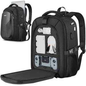 PEKREWS Atom 2 Case, Large Capacity Backpack for Potensic Atom 2/SE/3-Axis/LT, Expandable Travel Drone Bag Fits 15.6 Inch Laptop and Fly More Combo, Waterproof Carrying Case for Drone Accessories