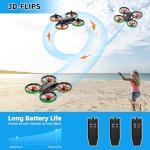 Drones for Kids - RC Drone with Auto Hovering and Headless Mode, Quadcopter with LED Light, Propeller Full Protect, 3D Flips, 3 Batteries, Remote Control, Best Toys Gifts