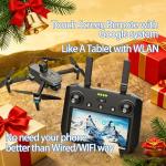 NewUpgraded Touch Screen Tablet Remote PRO Drones with Camera for Adults 4K HD, 360 Obstacle Avoidance, Payload Release, 3 Axis Gimbal Anti-shake, 84 Minutes Long Battery, Up to 5 Miles Range, Time-lapse, 50×Zoom, Rainproof, High wind resistance