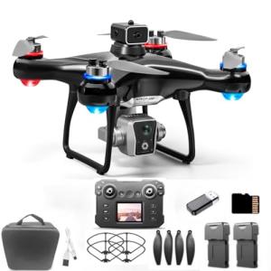 Hobby Drone With Screen On Controller, Airplane Helicopter With Dual Cameras,Optical Flow Positioning, Brushless Motor, One Key Takeoff/Landing, Headless Mode, Emergency Stop, LED Light, Waypoint Flight, Lateral Flight And Turning,With 2 Batteries,4 Propeller Guard, Memory Card, Card Reader, Handbag, Beginner-Friendly FPV Remote Control Plane Copter Quadcopter For Kids 8-12