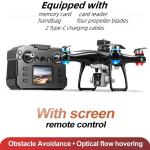 Hobby Drone With Screen On Controller, Airplane Helicopter With Dual Cameras,Optical Flow Positioning, Brushless Motor, One Key Takeoff/Landing, Headless Mode, Emergency Stop, LED Light, Waypoint Flight, Lateral Flight And Turning,With 2 Batteries,4 Propeller Guard, Memory Card, Card Reader, Handbag, Beginner-Friendly FPV Remote Control Plane Copter Quadcopter For Kids 8-12