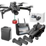 Cyaxzolp Upgraded Professional Drones with 8K Photo Resolution 4K Video Recording Camera Drones for Adults， Axis Gimbal Electronic Image Stabilization, Outdoor 360° Obstacle Avoidance.Built-in Airdrop Function.7 inch Touch Screen Controller.Up to 5 Miles Range,3 batteries included, with a total flight time of over 2 hours,GPS One-Click Return (BLACK Carbon fiber)
