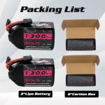 CNHL 1300mAh 130C 6s Lipo Battery 22.2V with XT60 Plug for FPV Drone Racing RC Quadcopter Helicopter Airplane(2 Packs)
