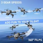 FLYVISTA Cool Mini Drone with Camera for Kids Adults Beginners, 1080P FPV Camera Remote Control Drone for Kids with 3 Batteries, One-Click Take Off/Landing, Altitude Hold, Headless Mode, 360° Flips, 3-Gear Speeds , Emergency Stop, Toys Gifts for Kids