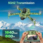 GPS Drone with Camera 4k,5.9-Inch Screen Controller,Dual Camera, Auto Return, Obstacle Avoidance, Stable Flight, Camouflage Color, Includes Two Batteries