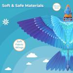 Go Go Bird Bionic RC Bird, Remote Control Flying Bird, Single Flapping-Wing Design Bird Toy, 6-axis Gyro, Easy Indoor & Outdoor RC Toys for Kids, Boys and Girls - Kingfisher