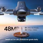 Holy Stone HS600D Drone with 8K Camera for Adults, 3 Axis Gimbal, 4K/30fps Video, 80 Min Flight Time with 2 Batteries, 20000ft FPV Transmission Professional Drone, Auto Return, Beginner Mode, gift
