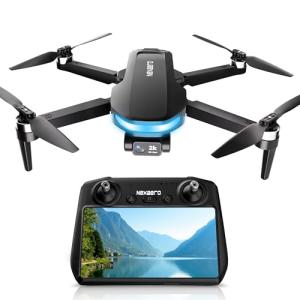 GPS Drone with EIS 2K Camera for Adults, 7.22 inch Screen on Remote Controller,FPV RC Drones with Al Track&Night Shot with Professional GPS,Auto Return Follow Me for Beginner,Long Range Transmission, 2 Batteries 64min Flight Time,Handbag Under 249g