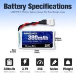 URGENEX 3.7V Drone Battery 380mAh 25C 1S Lipo Battery Fit for SYMA Holy Stone Drone Quadcopter Aircraft Parts 5PCS RC Battery with 5in1 Charger