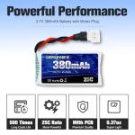 URGENEX 3.7V Drone Battery 380mAh 25C 1S Lipo Battery Fit for SYMA Holy Stone Drone Quadcopter Aircraft Parts 5PCS RC Battery with 5in1 Charger