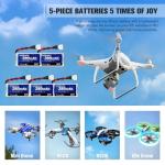 URGENEX 3.7V Drone Battery 380mAh 25C 1S Lipo Battery Fit for SYMA Holy Stone Drone Quadcopter Aircraft Parts 5PCS RC Battery with 5in1 Charger