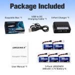 URGENEX 3.7V Drone Battery 380mAh 25C 1S Lipo Battery Fit for SYMA Holy Stone Drone Quadcopter Aircraft Parts 5PCS RC Battery with 5in1 Charger