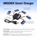 URGENEX 3.7V Drone Battery 380mAh 25C 1S Lipo Battery Fit for SYMA Holy Stone Drone Quadcopter Aircraft Parts 5PCS RC Battery with 5in1 Charger