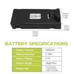 sea jump 2PCS 3.7V 1000mAh Lipo Battery Suitable for E88 E88MAX E99 E99MAX BD101 P15PRO P8 A13 A15 K10MAX RC Drone, Aerial Quadcopters High-Capacity Battery Spare Parts