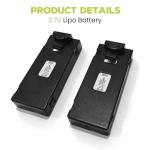 sea jump 2PCS 3.7V 1000mAh Lipo Battery Suitable for E88 E88MAX E99 E99MAX BD101 P15PRO P8 A13 A15 K10MAX RC Drone, Aerial Quadcopters High-Capacity Battery Spare Parts