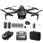 GPS Drone with 4K Dual Cameras & 4.5in Large-Screen Remote - Infrared Obstacle Avoidance, LED Night Lights, Brushless Motors, 2 Rechargeable Batteries, Wi-Fi FPV Real-Time Transmission, Hovering Altitude Hold Mode, GPS Auto Return & Follow Me Mode - Foldable Lightweight RC Airplane Quadcopter for Outdoor/Aerial Photography/Vlogging, Suitable for Beginners