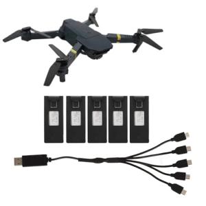 Lausixy 5Pcs Drone Lithium Battery, 3.7V 1800mAh RC Drone Lithium Battery for E88 E88PRO LsE525 E525 PRO, with 5 in 1 Charging Cable