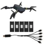 Lausixy 5Pcs Drone Lithium Battery, 3.7V 1800mAh RC Drone Lithium Battery for E88 E88PRO LsE525 E525 PRO, with 5 in 1 Charging Cable