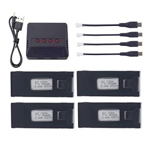 sea jump 4PCS 3.7V 1800mah Lithium Battery with 4in1 Charger for E88 E88PRO E88MAX E525 E99 E99PRO P1 P5PRO K3 S1 P8 RC Four-axis Aircraft Accessories UAV Spare Lithium Battery