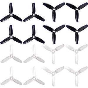 16pcs 3-Blade Props high-Speed Propellers, 3inch 75mm CW CCW for Racing Frame FPV Drone 1306 1407 1408 1606 1806 Motors,GEMFAN 3052（Black and Clear）