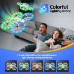 Mini Drone for Kids Beginners, RC Quadcopter Drone with Colorful Light, One Key Start, Altitude Hold, Headless Mode, 3D Flips, Indoor RC Helicopter Toy for Boys and Girls