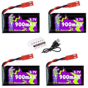 Raebatuol 3.7V Lipo Battery 900mAh JST Plug 932540 for MJX Syma Holy Stone Sky Viper RC Quadcopter Drone X56W X400 X400W X300C X400C X800 HS110 HS200 S670 V950hd S1750 V2450 with Chargrer