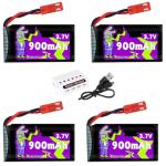 Raebatuol 3.7V Lipo Battery 900mAh JST Plug 932540 for MJX Syma Holy Stone Sky Viper RC Quadcopter Drone X56W X400 X400W X300C X400C X800 HS110 HS200 S670 V950hd S1750 V2450 with Chargrer