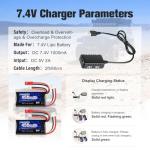 URGENEX 7.4V Lipo 2S 30C 450mAh Rechargeable Lipo with JST & PH2.0 Plug SCX24 with 1to2 USB Charger Fit for Most 1/10, 1/16, 1/18, 1/24 Scale RC Car Truck and RC Drone Airplane