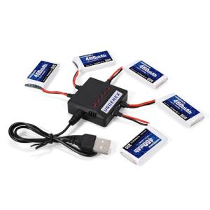URGENEX 5PCS 3.7V 450mAh Drone Battery 25C 1S Lipo Battery with Molex Plug 5in1 Charger for SYMA Q11 AT-96 TR-C385 TR-P51 TR-F22 H99W H31 H6C H98 Holy Stone HS170G HS170 HS170C HS230 Drone Quadcopter