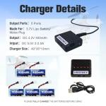 URGENEX 5PCS 3.7V 450mAh Drone Battery 25C 1S Lipo Battery with Molex Plug 5in1 Charger for SYMA Q11 AT-96 TR-C385 TR-P51 TR-F22 H99W H31 H6C H98 Holy Stone HS170G HS170 HS170C HS230 Drone Quadcopter