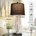 QiMH Table Lamps Set of 2, Bedroom Lamp with USB A+C Charging Ports, Modern Glass Beside Lamps for Living Room Rotary Switches, Black Nightstand Lamp Home Lights Decor (LED Bulbs Included)