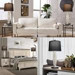 QiMH Table Lamps Set of 2, Bedroom Lamp with USB A+C Charging Ports, Modern Glass Beside Lamps for Living Room Rotary Switches, Black Nightstand Lamp Home Lights Decor (LED Bulbs Included)