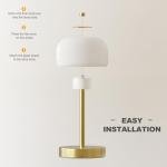 Oneach 9" Cordless Table Lamp, Gold Rechargeable Battery Operated Lamp, 3-Way Stepless Dimming Touch Lamps, Small Glass Bedside Nightstand Light for Bedroom Dining Table Living Room Shelf Decor