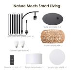 DRAWNCAT Boho Rattan Floor Lamp with Shade - 12W Bright LED Bulb, Adjustable Height 48-60 Inch, Remote Control 3 Color Temperatures, Handwoven Arc Standing Light for Living Room & Bedroom