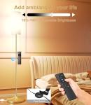 luckystyle LED Floor Lamp for Living Room, Dimmable Standing Lamps with Foot Switch,Remote Custom Color Temperature Gold Pole Lamp with Lampshade,12W Led Bulb Tall Lamps for Bedroom Office Kid Room