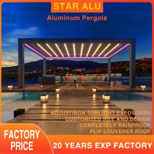 Motorized Waterproof Outdoor Pergola Garden Pergola Aluminium OutdoorDimmable Lighting Modern Bioclimatic Sunshade Pergola
