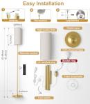 luckystyle LED Floor Lamp for Living Room, Dimmable Standing Lamps with Foot Switch,Remote Custom Color Temperature Gold Pole Lamp with Lampshade,12W Led Bulb Tall Lamps for Bedroom Office Kid Room