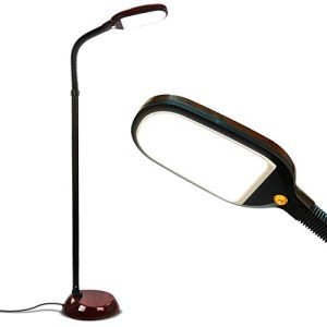 Brightech Litespan - Bright LED Floor Reading Lamp for Over Chair Crafts and Reading, Estheticians' Light for Lash Extensions, Adjustable Standing Lamp for Living Room, Bedroom, Office - Havana Brown