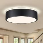 Vikaey Black LED Ceiling Light, Modern Flush Mount Ceiling Light Fixture, Minimalist Round Metal Lighting Fixture Ceiling Lamp for Hallway, Entryway, Bedroom, Balcony, 11.81 Inch