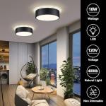 Vikaey Black LED Ceiling Light, Modern Flush Mount Ceiling Light Fixture, Minimalist Round Metal Lighting Fixture Ceiling Lamp for Hallway, Entryway, Bedroom, Balcony, 11.81 Inch