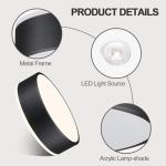 Vikaey Black LED Ceiling Light, Modern Flush Mount Ceiling Light Fixture, Minimalist Round Metal Lighting Fixture Ceiling Lamp for Hallway, Entryway, Bedroom, Balcony, 11.81 Inch
