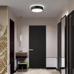 Vikaey Black LED Ceiling Light, Modern Flush Mount Ceiling Light Fixture, Minimalist Round Metal Lighting Fixture Ceiling Lamp for Hallway, Entryway, Bedroom, Balcony, 11.81 Inch