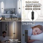 GOODATE Wall Sconces Set of Two with Remote, Stepless Colors 3000K-6500K & Stepless Dimming, Hardwire or Plug-in, 180° Rotate, LED Black Plug in Wall Sconces with Timer & Night Light, 39.4 Inches