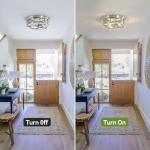 piano7797 13 inch Brushed Nickel Flush Mount Ceiling Light Fixtures,3-Light Modern Hallway Light Fixtures Ceiling, Brushed Nickel Light Fixture Ceiling Mount for Farmhouse,Kitchen, Bedroom 1 Pack