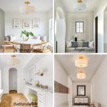 Bargeni Semi Flush Mount Ceiling Light Fixture,12.5 inch Drum Flush Mount Ceiling Light,Gold Light Fixtures Ceiling Mount,Cream White with Pleated Fabric Shade,Modern Ceiling Light for Bedroom,Hallway